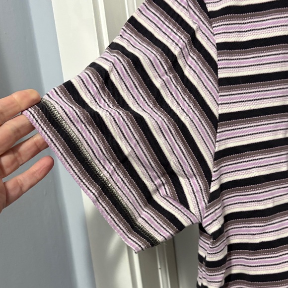 BDG Striped Short-Sleeve Crewneck Shirt in Lavender, Grey, and Black - Picture 4 of 8